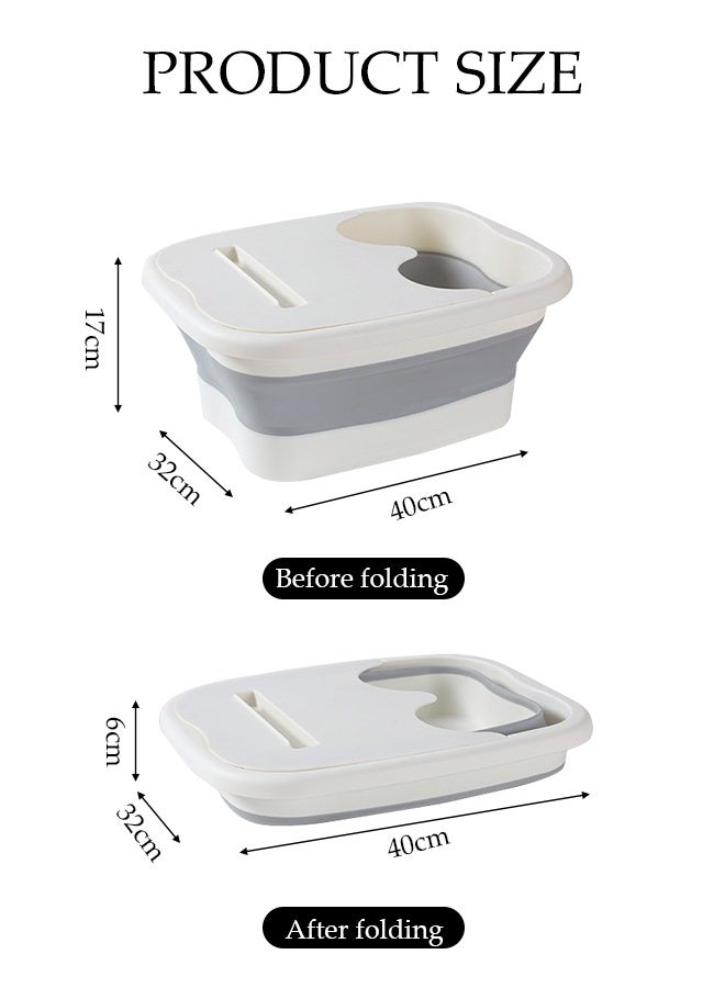 DUNISO Collapsible Foot Bath Basin with Lid，Portable Foot Soak Tub with Foot Massager，Multi Purpose Feet Soak Tubs，for Travel, Camping Washing - Image 2