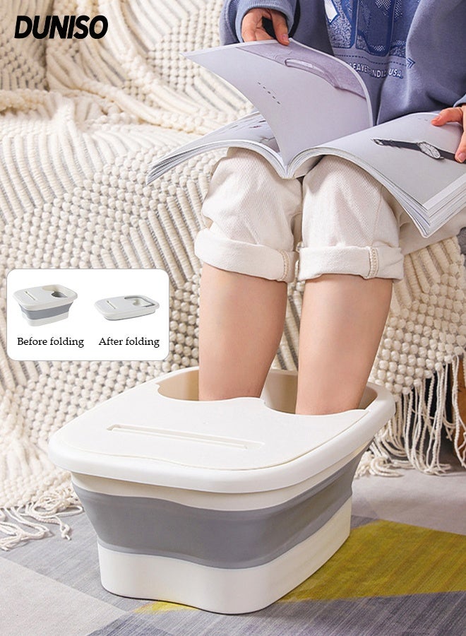 DUNISO Collapsible Foot Bath Basin with Lid，Portable Foot Soak Tub with Foot Massager，Multi Purpose Feet Soak Tubs，for Travel, Camping Washing - Image 1
