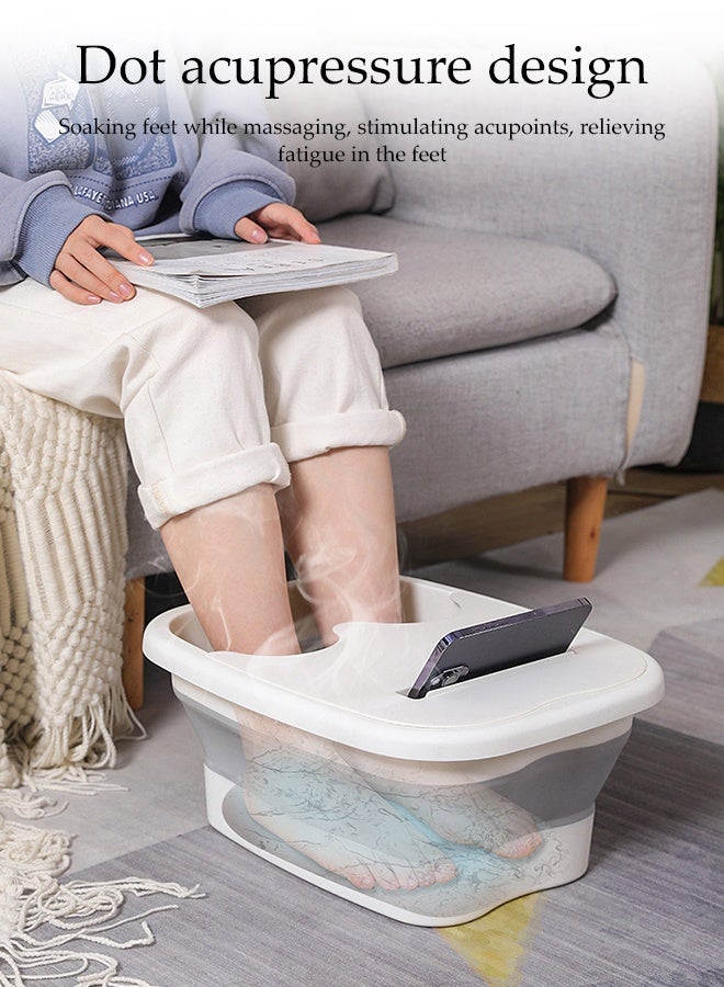 DUNISO Collapsible Foot Bath Basin with Lid，Portable Foot Soak Tub with Foot Massager，Multi Purpose Feet Soak Tubs，for Travel, Camping Washing - Image 4