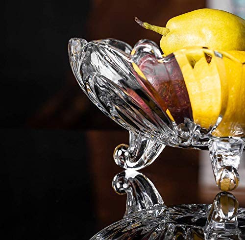IVAR Crystal Touch Beautiful Designer 3 Leg Fruit Glass Floral Bowl Transparent 15 LTR - Image 4