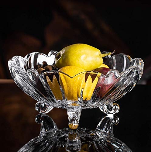 IVAR Crystal Touch Beautiful Designer 3 Leg Fruit Glass Floral Bowl Transparent 15 LTR - Image 2