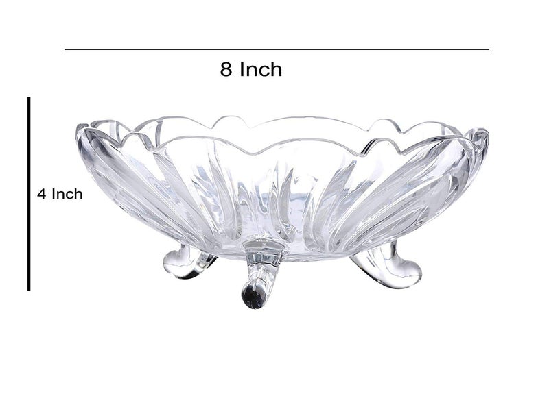 IVAR Crystal Touch Beautiful Designer 3 Leg Fruit Glass Floral Bowl Transparent 15 LTR - Image 5