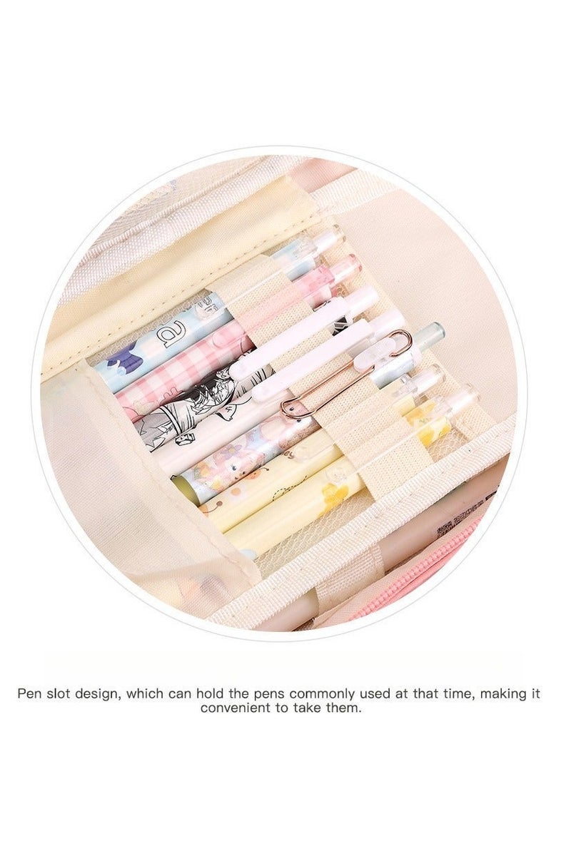AuliceVerse Pencil Case for girls Large Capacity 5 Layer School Student Stationery Bag Pink - Image 4