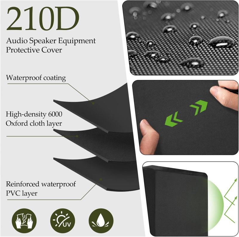 Speaker Cover: 10In Black Oxford Fabric Waterproof Zipper - Padded Shoulder Strap Custom-Fit Design for Outdoor Travel Large Stand-Up Speakers - Image 4