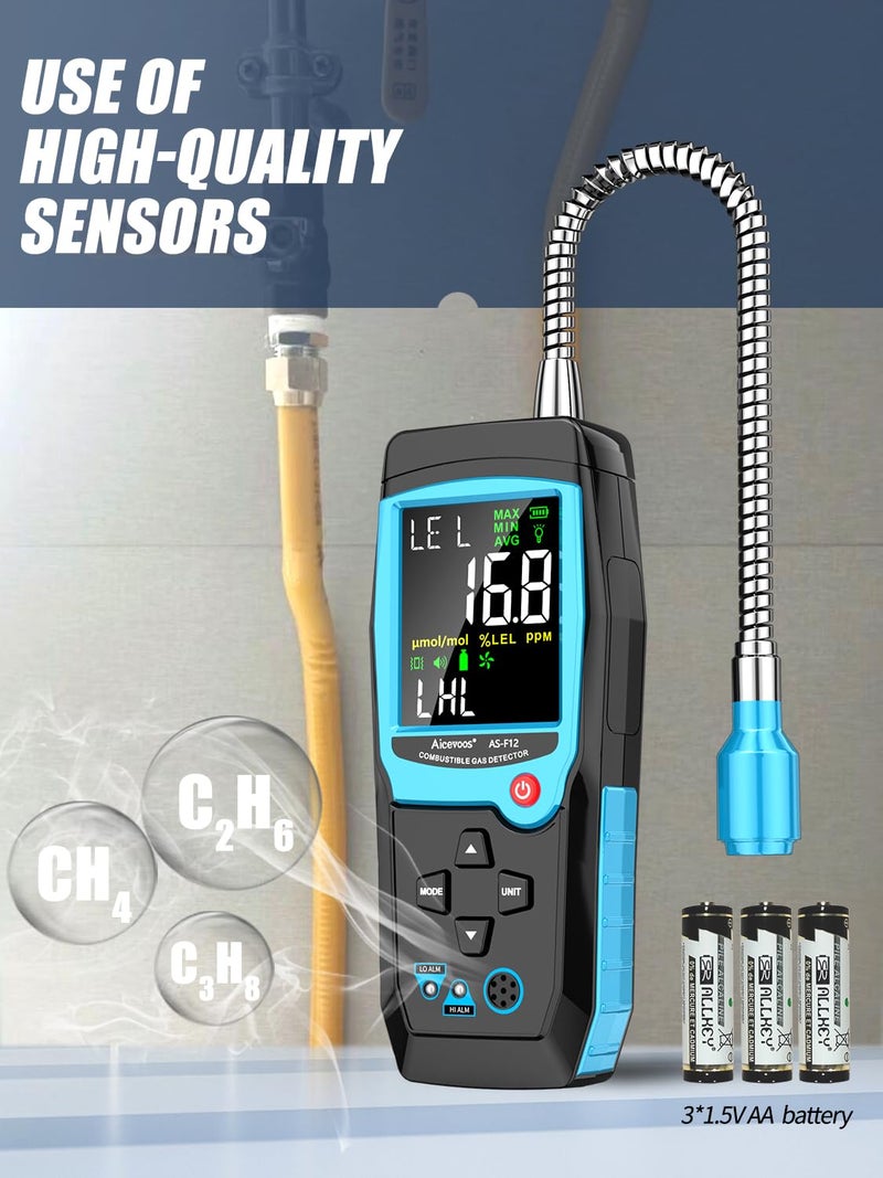 Aicevoos Natural Gas Detector With Gas Concentration Display Locating The Source Of Propane  Natural Gas  And Combustible Gas Leak For Home And Rv (Include Battery X3) - Image 5