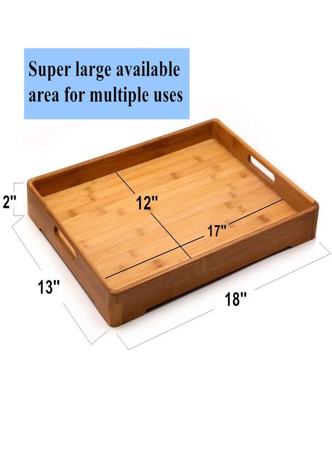 Bamber Large Bamboo Serving Tray Decorative Coffee Tea Platter 18 x 13 x 1.2 Inches - Image 2