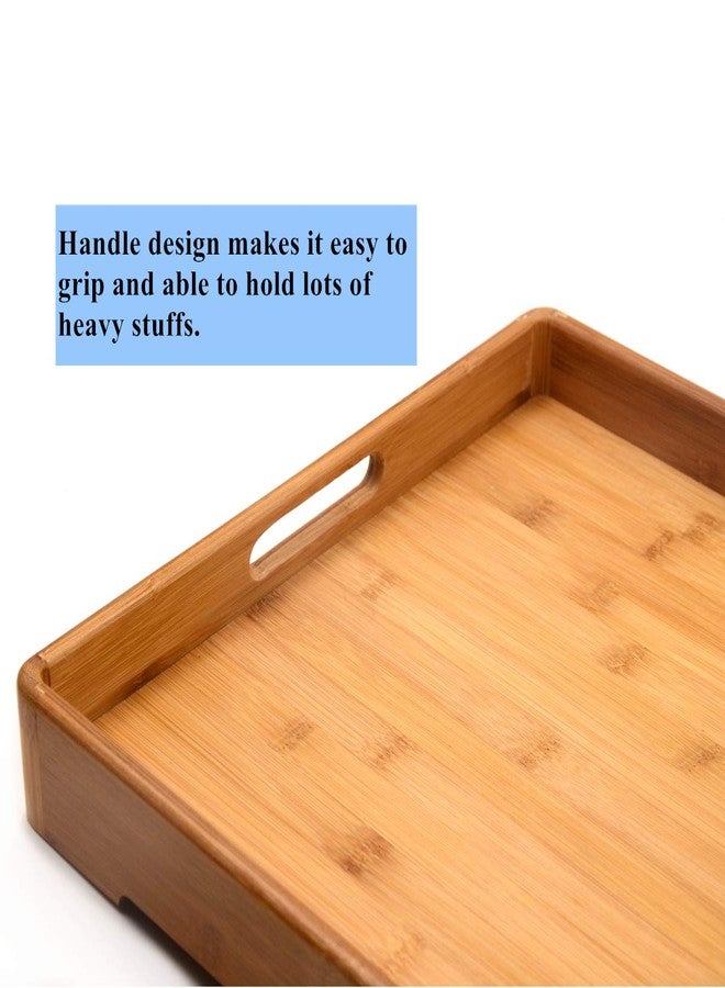 Bamber Large Bamboo Serving Tray Decorative Coffee Tea Platter 18 x 13 x 1.2 Inches - Image 5