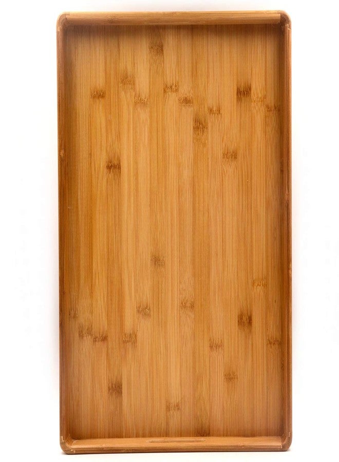 Bamber Large Bamboo Serving Tray Decorative Coffee Tea Platter 18 x 13 x 1.2 Inches - Image 1