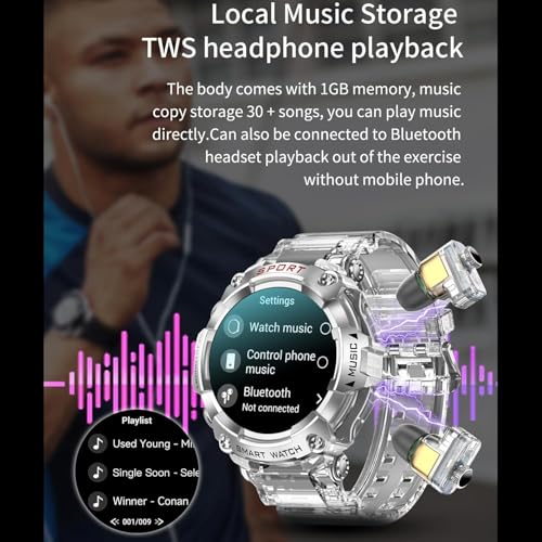 Beitony Smart Watch with Earbuds for Women Men,1.52" HD Touch Screen & Bluetooth Call,Activity Tracker 3 in 1 Heart Rate Monitor,Bluetooth Watch with Local Music for Android iOS - Image 3
