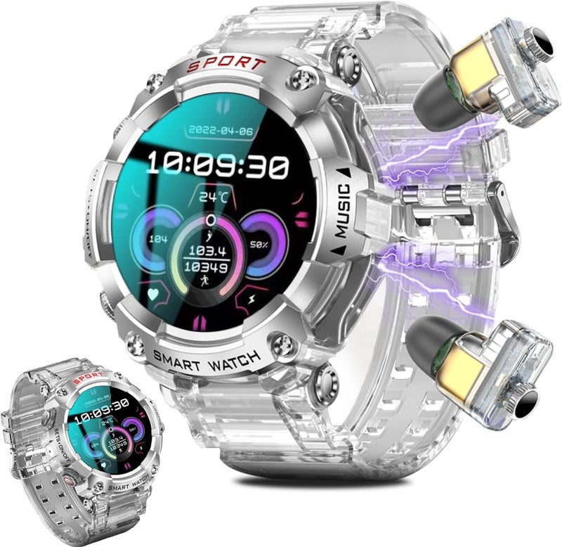 Beitony Smart Watch with Earbuds for Women Men,1.52" HD Touch Screen & Bluetooth Call,Activity Tracker 3 in 1 Heart Rate Monitor,Bluetooth Watch with Local Music for Android iOS - Image 1