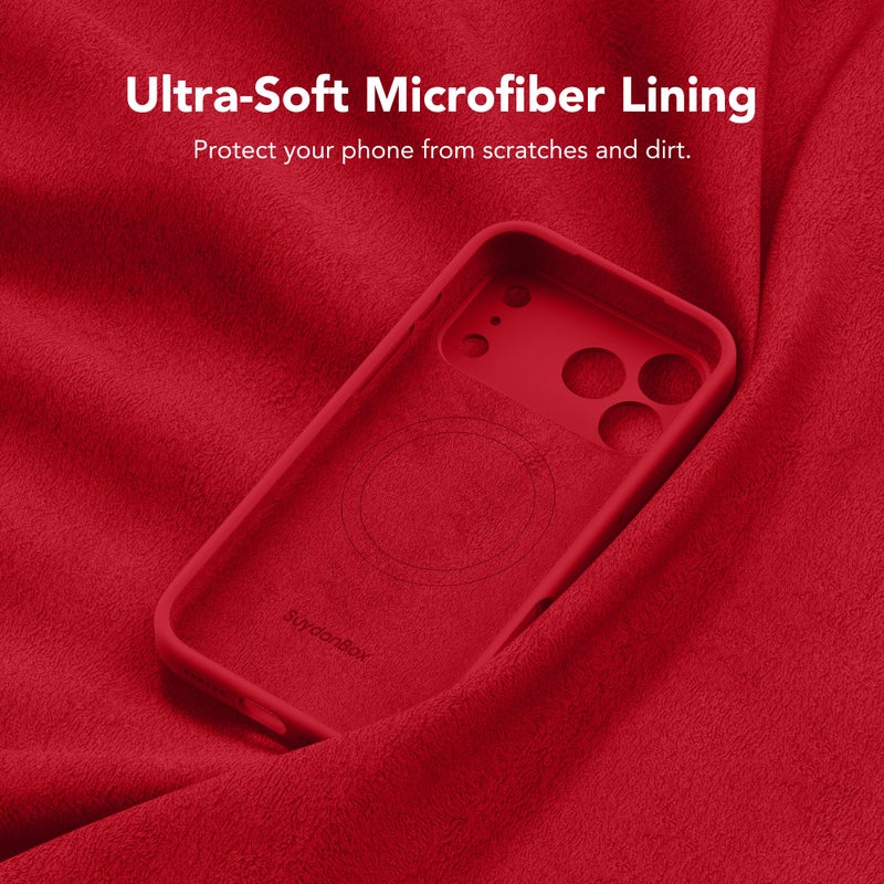 SuydanBox Magnetic for iPhone 17 Pro Max Case, Compatible with MagSafe, [Full Camera Protection][Screen Protector] Silicone Shockproof Protective Phone Case for iPhone 17 Pro Max 6.9", Deep Red - Image 5