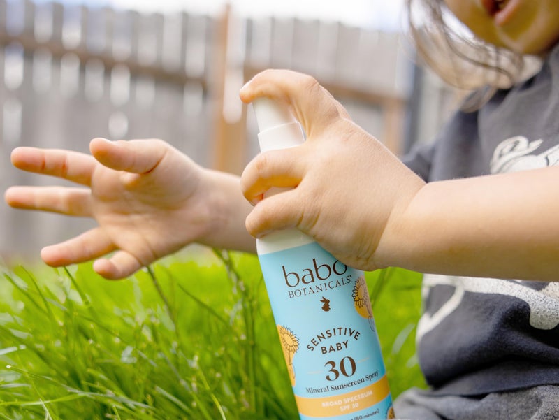 Babo Botanicals Sensitive Baby Mineral Sunscreen Spray SPF30 - Natural Zinc Oxide - Non-Aerosol - Face & Body - Fragrance-Free - Water Resistant - For Babies & Kids - Image 4