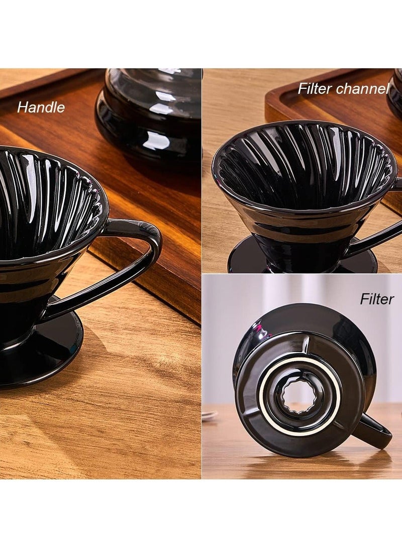 HOMESTAR V60 Ceramic Dripper 1~4 Cup Made of High Fired Material Pour Over Coffee Dripper/Coffee Maker, Slow Brewing Accessories for Home, Cafe, Restaurants, Strong Flavor Brewer, Size 02 Black - Image 5