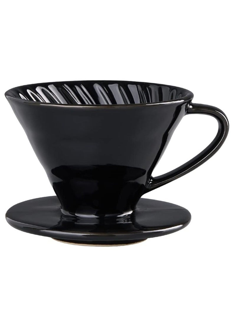 HOMESTAR V60 Ceramic Dripper 1~4 Cup Made of High Fired Material Pour Over Coffee Dripper/Coffee Maker, Slow Brewing Accessories for Home, Cafe, Restaurants, Strong Flavor Brewer, Size 02 Black - Image 1