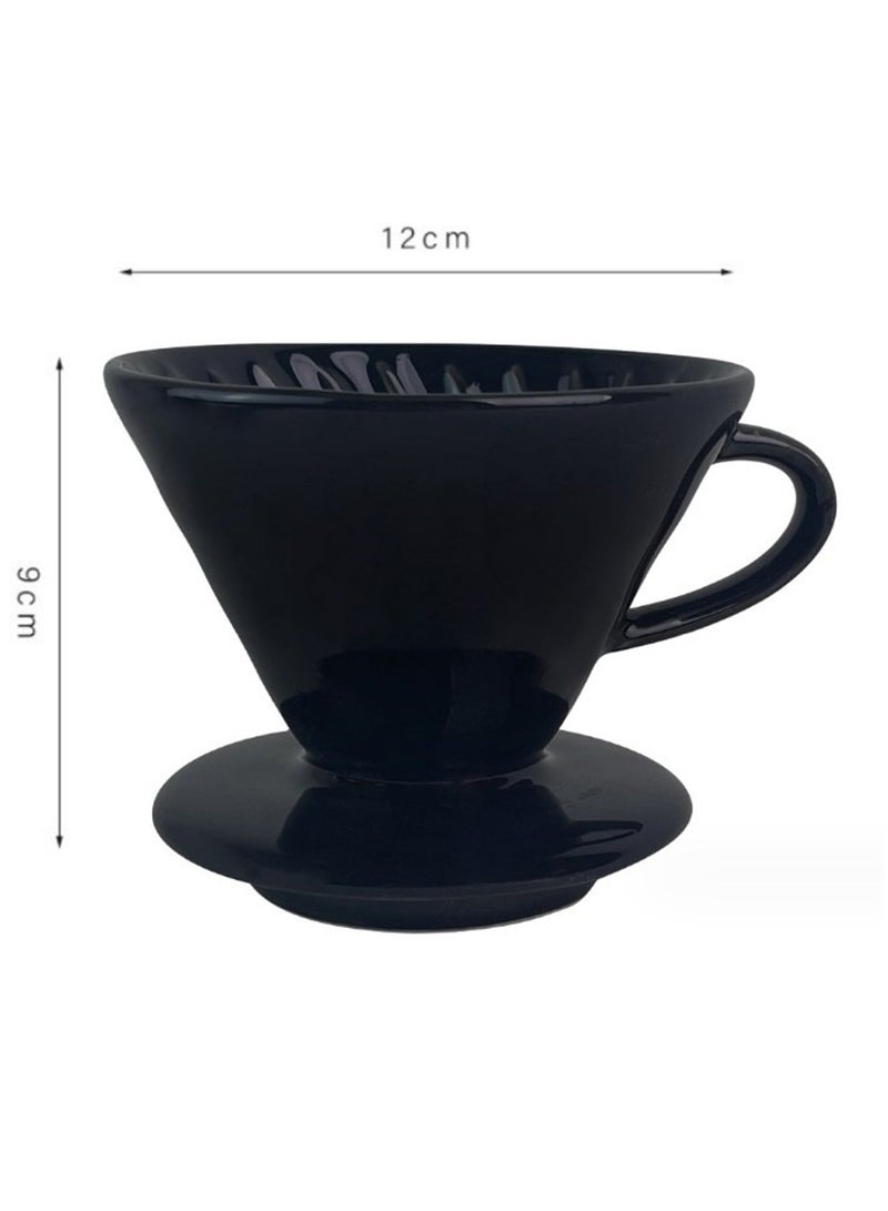 HOMESTAR V60 Ceramic Dripper 1~4 Cup Made of High Fired Material Pour Over Coffee Dripper/Coffee Maker, Slow Brewing Accessories for Home, Cafe, Restaurants, Strong Flavor Brewer, Size 02 Black - Image 2
