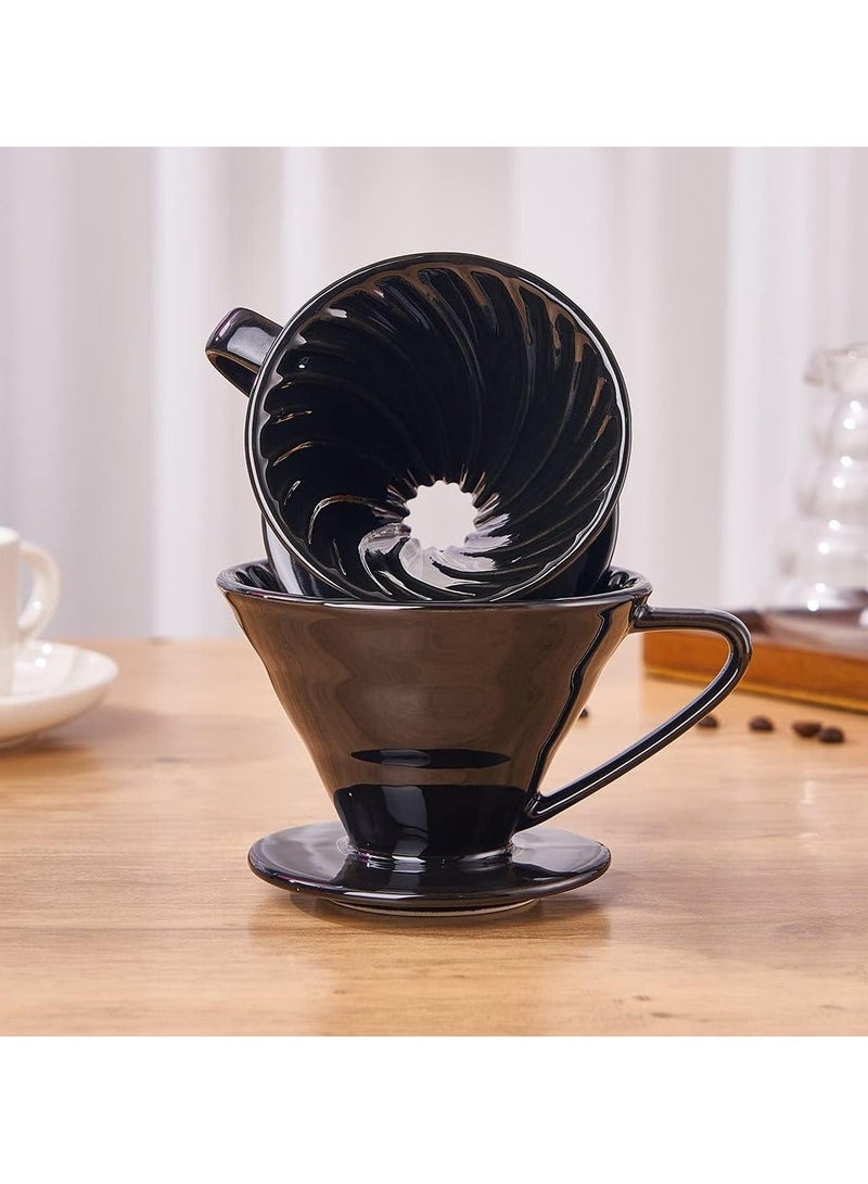 HOMESTAR V60 Ceramic Dripper 1~4 Cup Made of High Fired Material Pour Over Coffee Dripper/Coffee Maker, Slow Brewing Accessories for Home, Cafe, Restaurants, Strong Flavor Brewer, Size 02 Black - Image 4