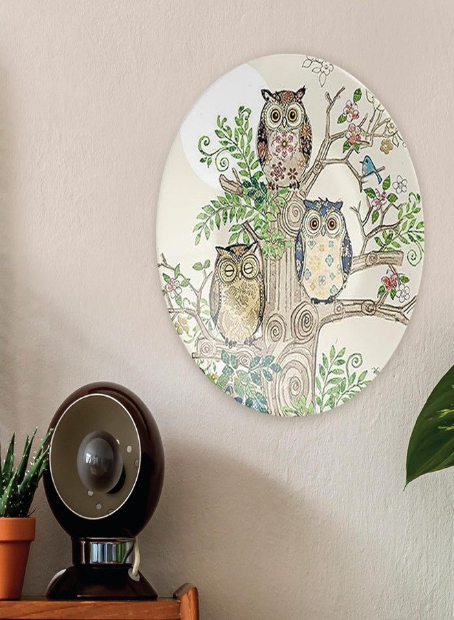 Clapcart Ceramic Decorative Wall and Table Top Printed Plate/Platter with Stand and Hook, for Living Room, Home, Hotel and Office (Ethnic Owl Tree Art Print, Size 8 x 8 inches Plate) - Image 5