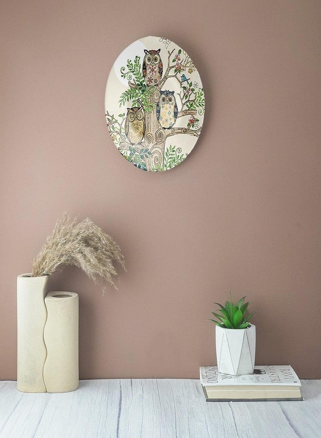 Clapcart Ceramic Decorative Wall and Table Top Printed Plate/Platter with Stand and Hook, for Living Room, Home, Hotel and Office (Ethnic Owl Tree Art Print, Size 8 x 8 inches Plate) - Image 2