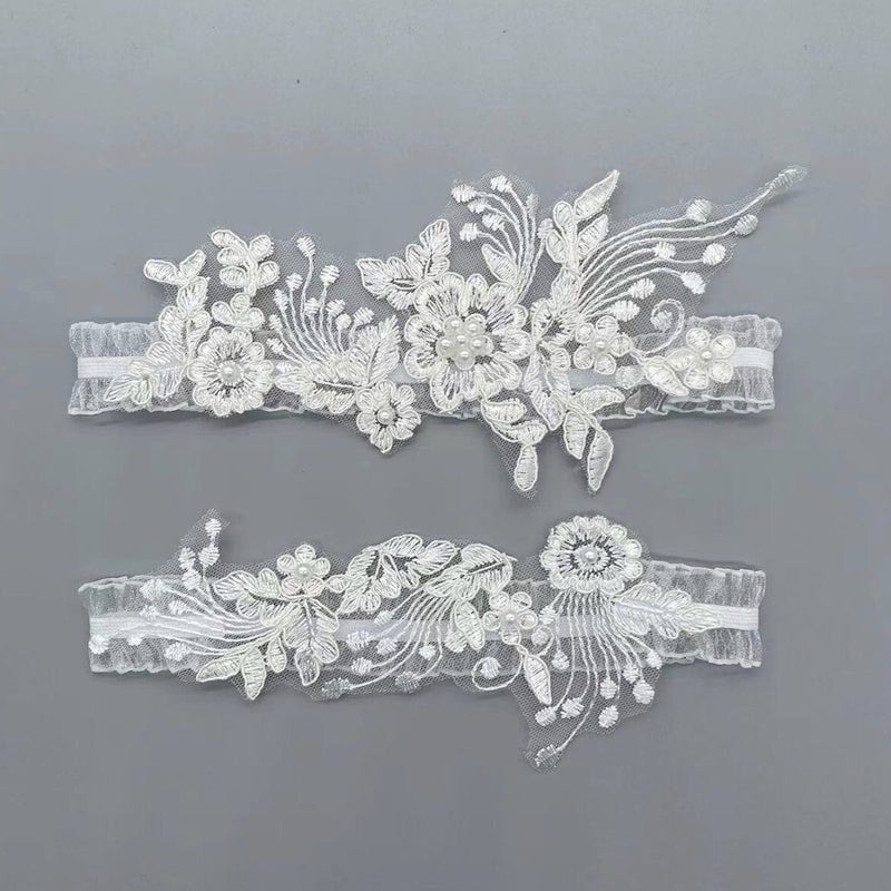 Bridal Garter Lace Stretch Garter Pearl Embroidery Ladies Garter Wedding Party Ladies Leg Garter Garter - Image 3