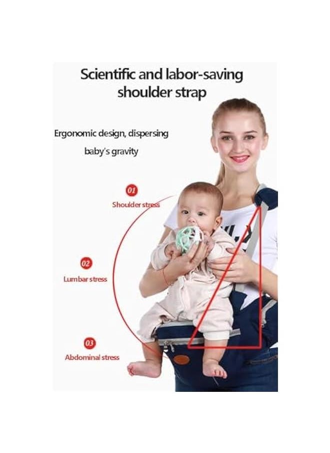 Gonice Baby Hip Seat Carrier Baby Waist Stool for Newborn to Toddler Ergonomic Infant Carrier with Adjustable Strap Buckle Pocket Soft Inner Huge Storage Waist Stool for 0-36month Baby Safty Belt.  - Image 2