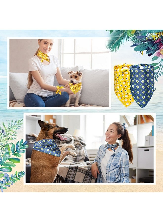 هانايف مجموعة Hanaive من 12 قطعة من وشاح الكلب وربطة الشعر المطابقة، تتضمن 4 مرايل وشاح الزهور و4 ربطات شعر صيفية على شكل فيونكة و4 منديل للرقبة، ملابس متطابقة للكلاب ومالكيها، هدية لمالكي الجراء الصغيرة - Image 2
