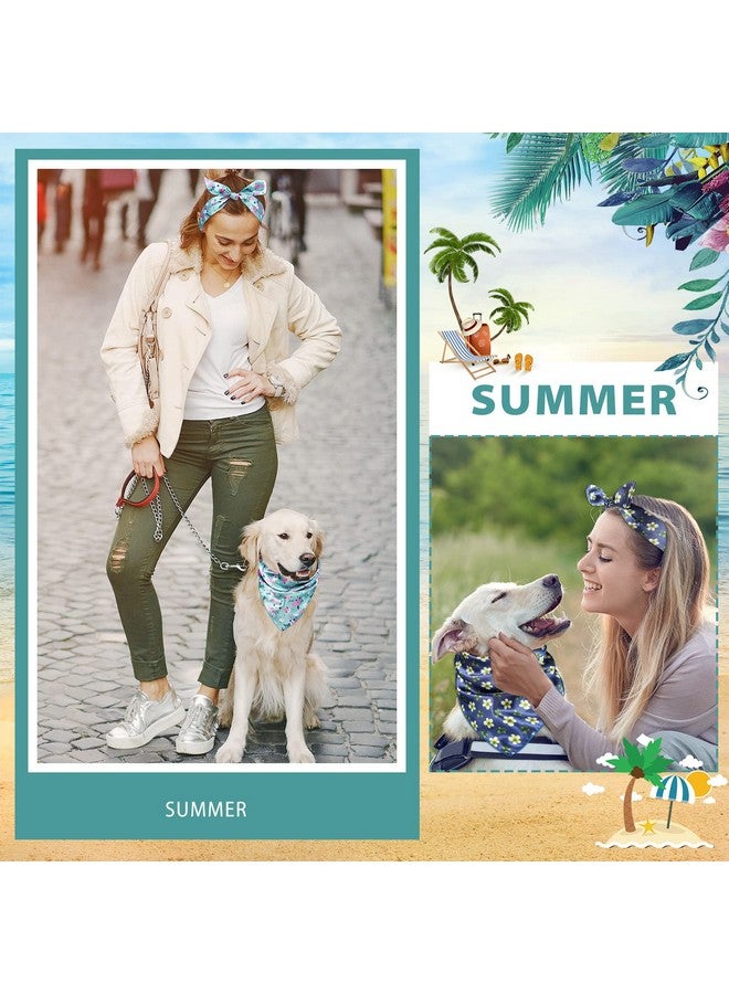 هانايف مجموعة Hanaive من 12 قطعة من وشاح الكلب وربطة الشعر المطابقة، تتضمن 4 مرايل وشاح الزهور و4 ربطات شعر صيفية على شكل فيونكة و4 منديل للرقبة، ملابس متطابقة للكلاب ومالكيها، هدية لمالكي الجراء الصغيرة - Image 5