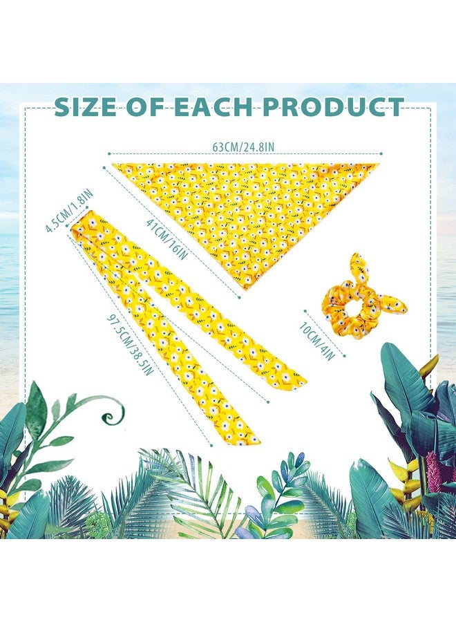 هانايف مجموعة Hanaive من 12 قطعة من وشاح الكلب وربطة الشعر المطابقة، تتضمن 4 مرايل وشاح الزهور و4 ربطات شعر صيفية على شكل فيونكة و4 منديل للرقبة، ملابس متطابقة للكلاب ومالكيها، هدية لمالكي الجراء الصغيرة - Image 3