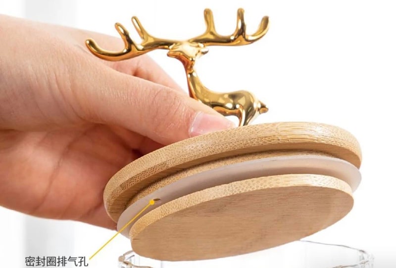 Homies HOMIES kitchen glass storage container airtight glass Jar sealed tank with metal elk deer top bamboo lid (champagne Transparent color) - Image 2