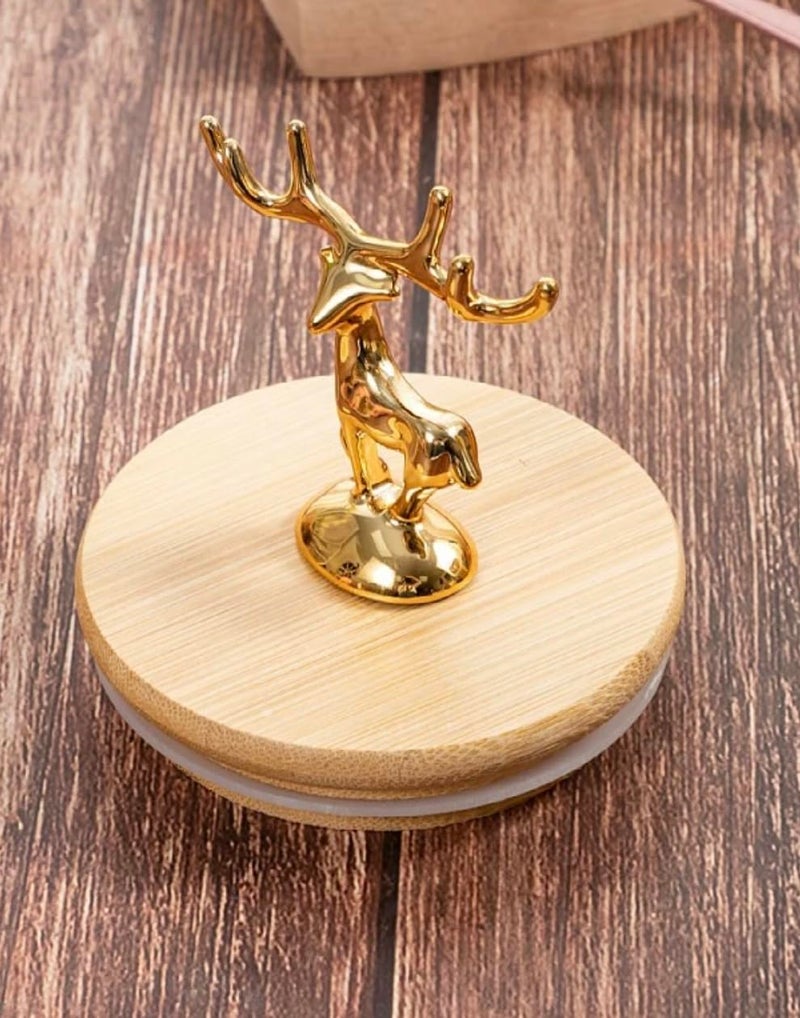 Homies HOMIES kitchen glass storage container airtight glass Jar sealed tank with metal elk deer top bamboo lid (champagne Transparent color) - Image 3