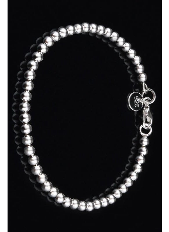 Takı Dükkanı Jewelry Shop Silver Ball Men's Bracelet Chain 20CM 9gr 4mm msn19b  - Image 1