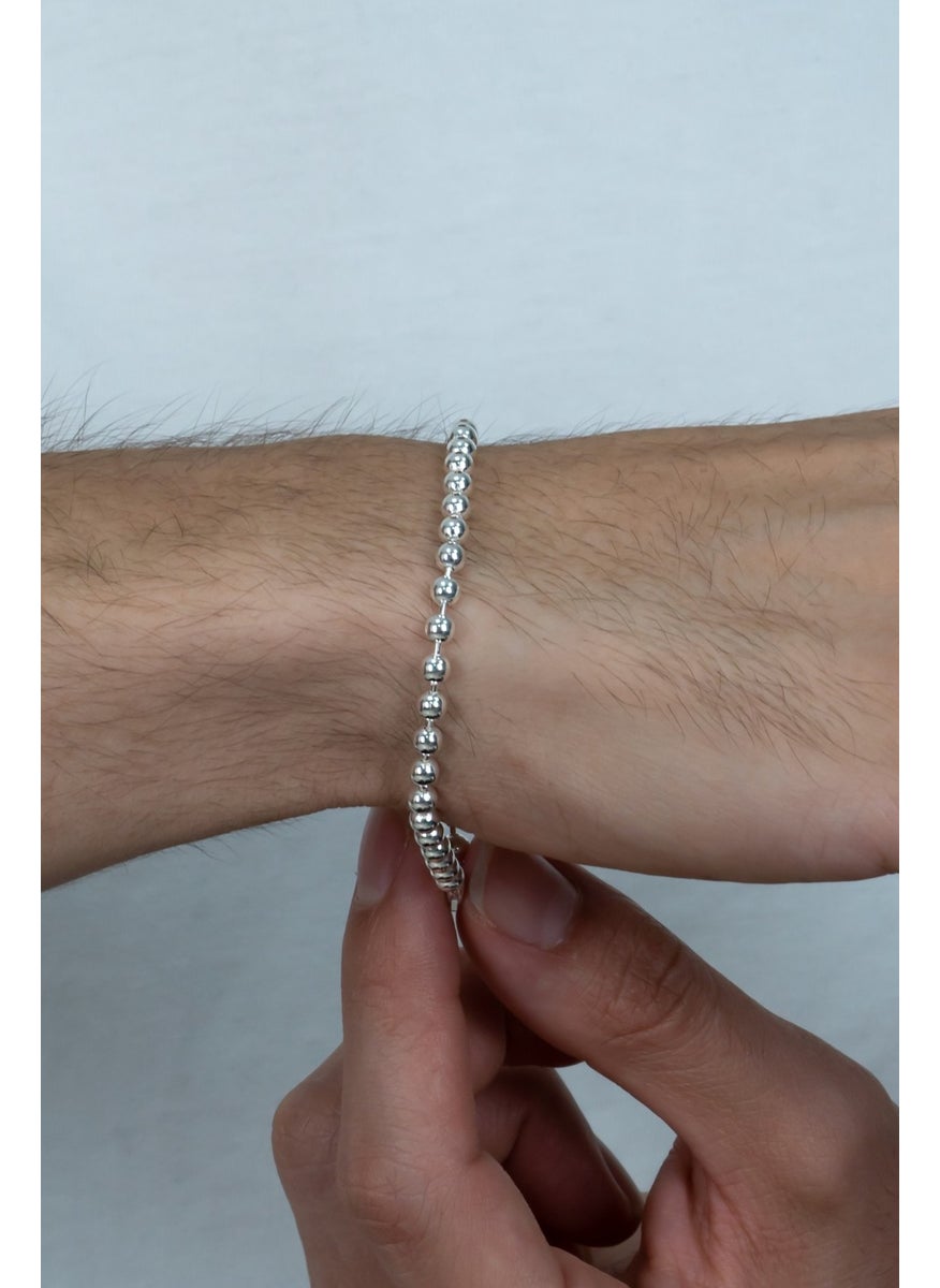 Takı Dükkanı Jewelry Shop Silver Ball Men's Bracelet Chain 20CM 9gr 4mm msn19b  - Image 4