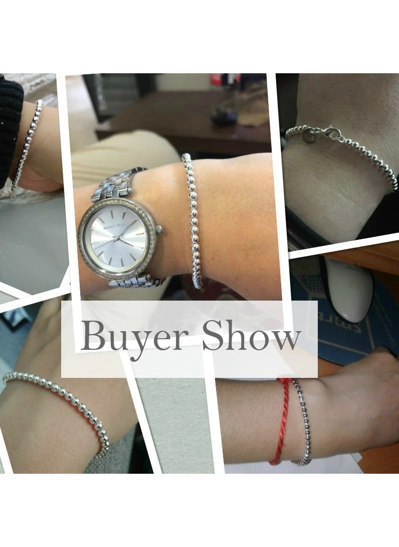 Takı Dükkanı Jewelry Shop Silver Ball Men's Bracelet Chain 20CM 9gr 4mm msn19b  - Image 3