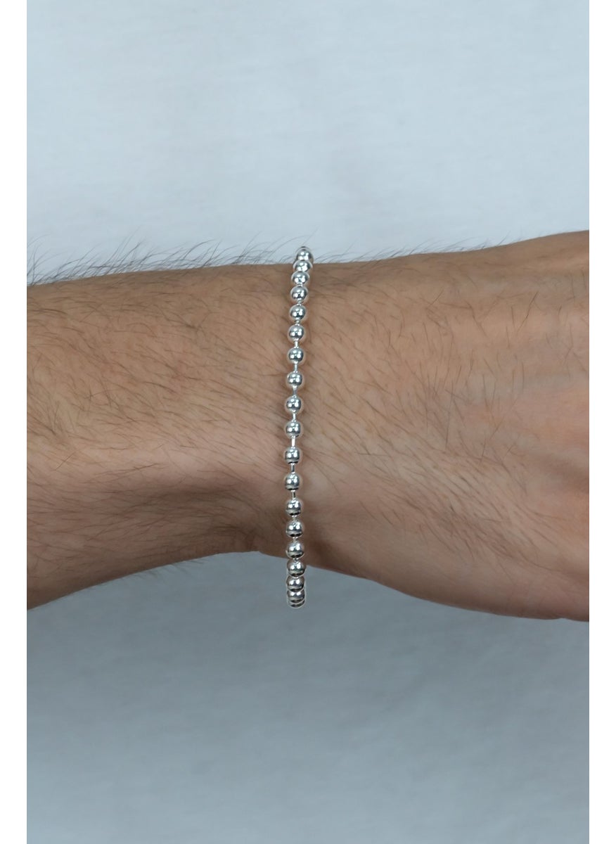 Takı Dükkanı Jewelry Shop Silver Ball Men's Bracelet Chain 20CM 9gr 4mm msn19b  - Image 5