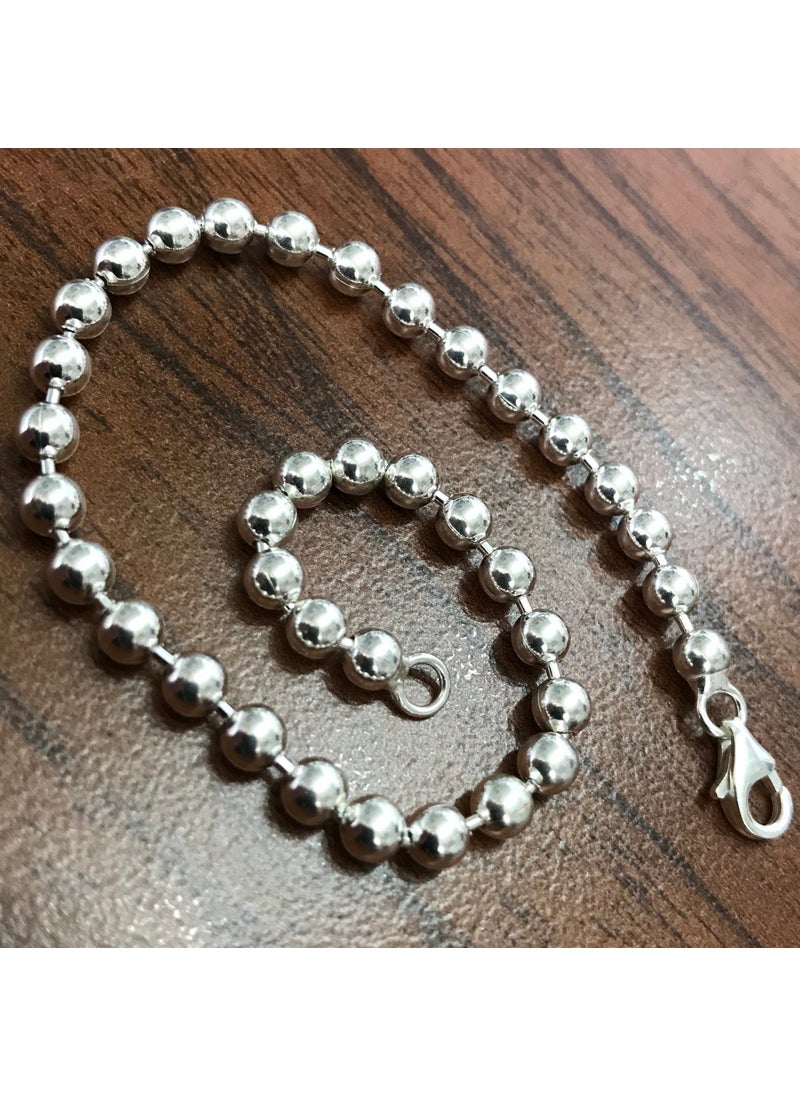 Takı Dükkanı Jewelry Shop Silver Ball Men's Bracelet Chain 20CM 9gr 4mm msn19b  - Image 2