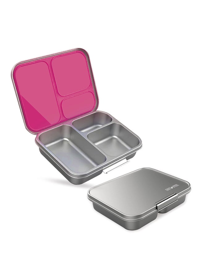 Eazy Kids Eazy Kids 3 Compartment Bento Steel Lunch Box with Stainless Steel 530ml Water Bottle - Pink  - Image 5