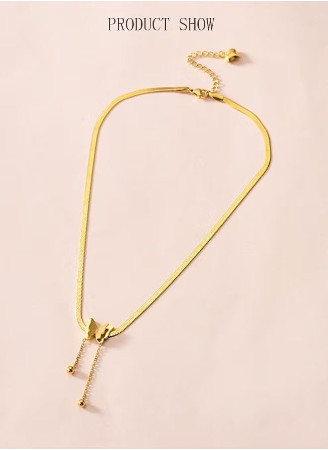 DUNISO - Elegant Gold Color Round Pendant Necklace Clavicle Chain for Women Jewelry Wedding Gift - Image 1