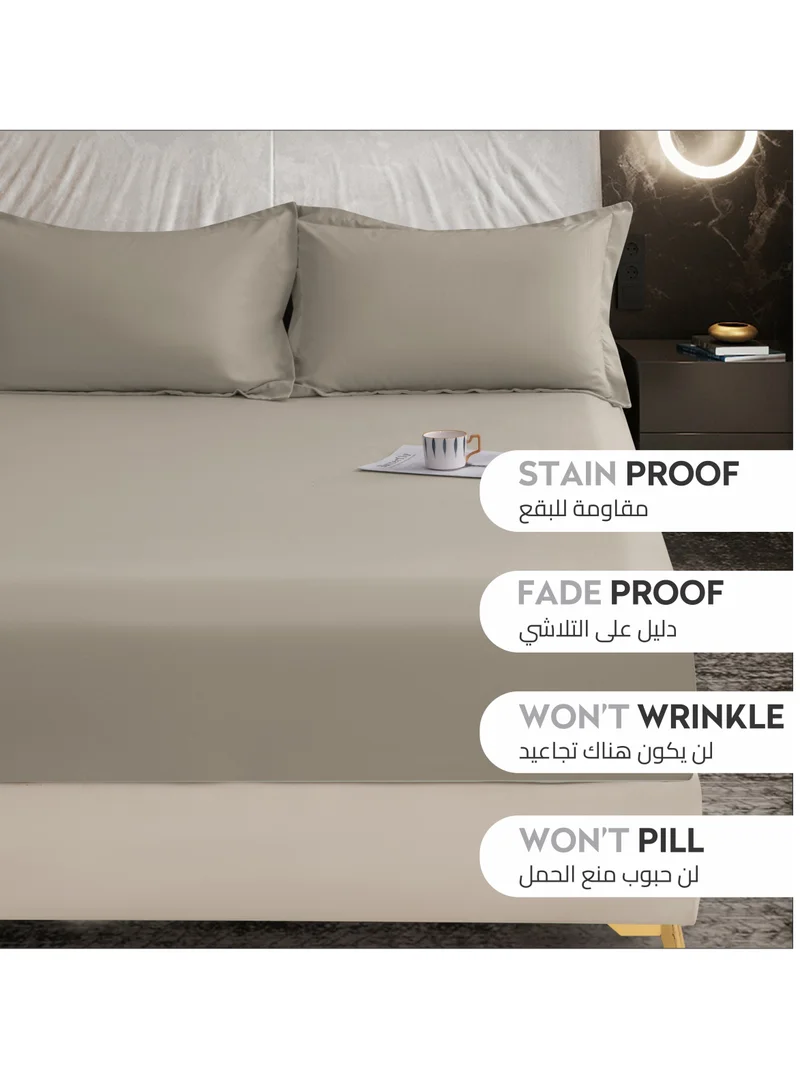 Donetella Bedding Fitted Sheet - Fits 120x200 Cm Bed For Twin Bed 2 Pcs (1 Fitted Sheet and 1 Pillowcase) - 30 Cm Deep Pocket - Solid Bed Sheet