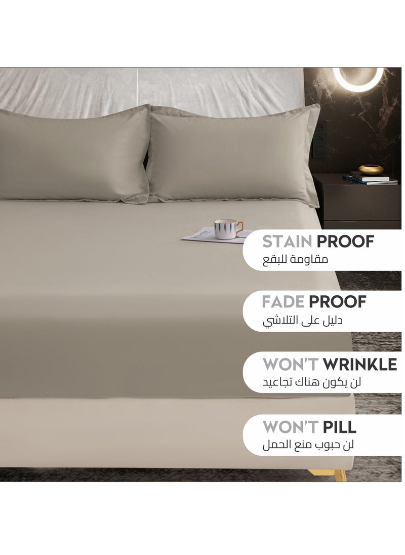 Donetella Bedding Fitted Sheet - Fits 120x200 Cm Bed For Twin Bed 2 Pcs (1 Fitted Sheet and 1 Pillowcase) - 30 Cm Deep Pocket - Solid Bed Sheet  - Image 4