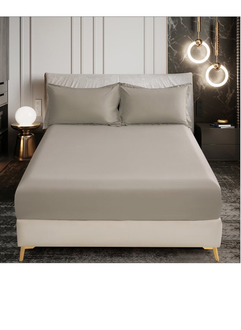Donetella Bedding Fitted Sheet - Fits 120x200 Cm Bed For Twin Bed 2 Pcs (1 Fitted Sheet and 1 Pillowcase) - 30 Cm Deep Pocket - Solid Bed Sheet  - Image 1