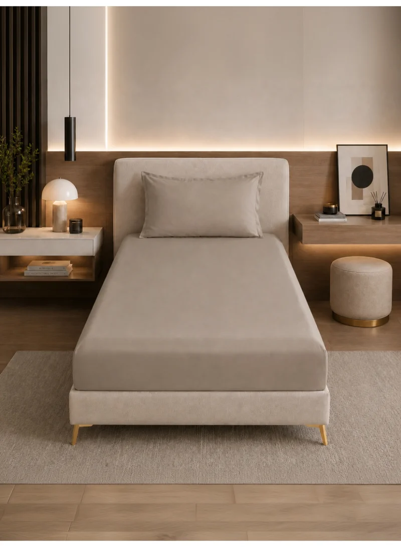 Bedding Fitted Sheet - Fits 120x200 Cm Bed For Twin Bed 2 Pcs (1 Fitted Sheet and 1 Pillowcase) - 30 Cm Deep Pocket - Solid Bed Sheet
