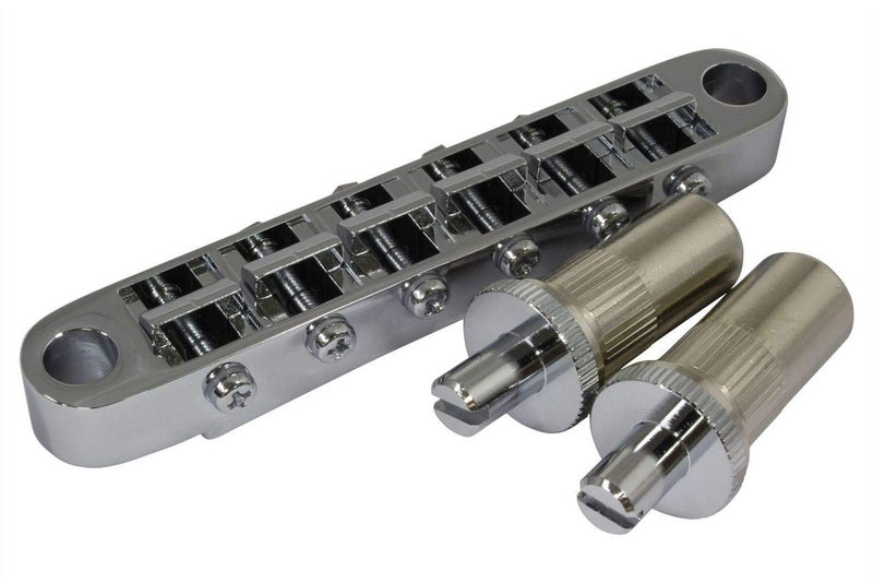 Gotoh GE103B-T Tune-O-Matic Style Guitar Bridge with Large Metic Stud Posts, Black - Image 3