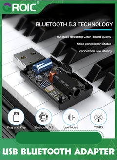 GROIC 2 in 1 Bluetooth V5.3 Transmitter Receiver, USB Bluetooth Adapter, Wireless Audio Transmitter for TV to Bluetooth Headphones, Low Latency, Power by USB for TV/PC Home/Car Sound System  - Image 3