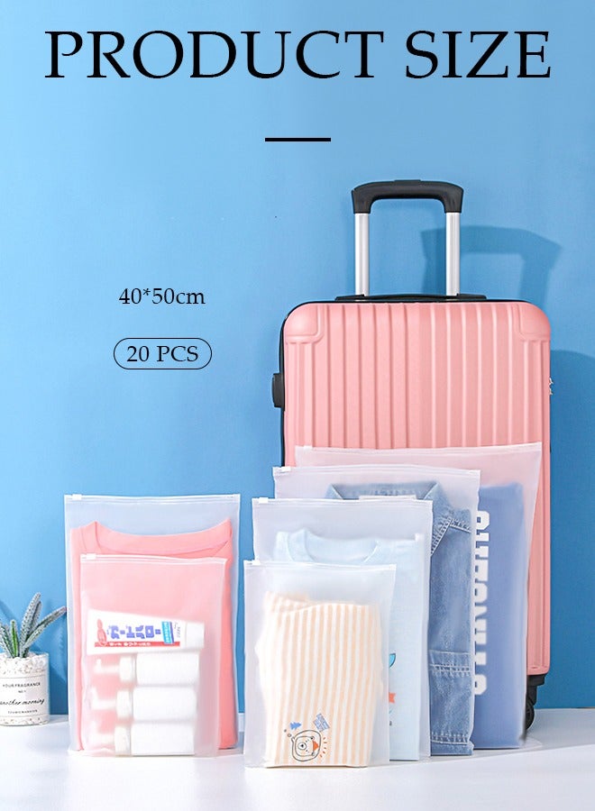DUNISO 20 Pcs Travel storage bag set, semi transparent sealed plastic ziplock bag, waterproof wash bag, reusable, used for clothes, shoes, cosmetics, toiletries，40*50cm  - Image 2