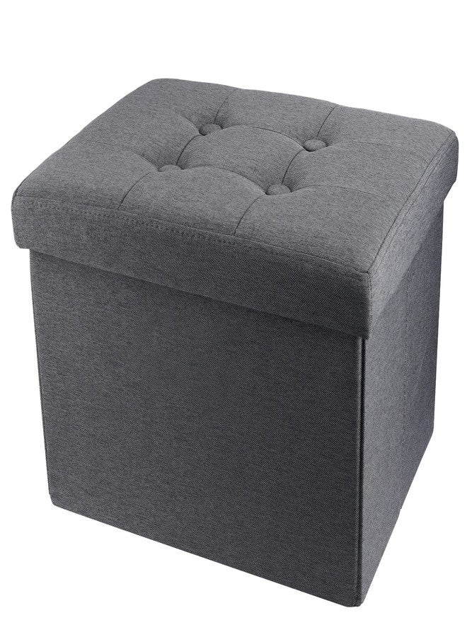 ALASDO Storage Ottoman Footrest Stool Small Ottoman with Storage Foldable Ottomans Foot Rest Footstool Bench for Living Room 17x13x13inches Grey - Image 1