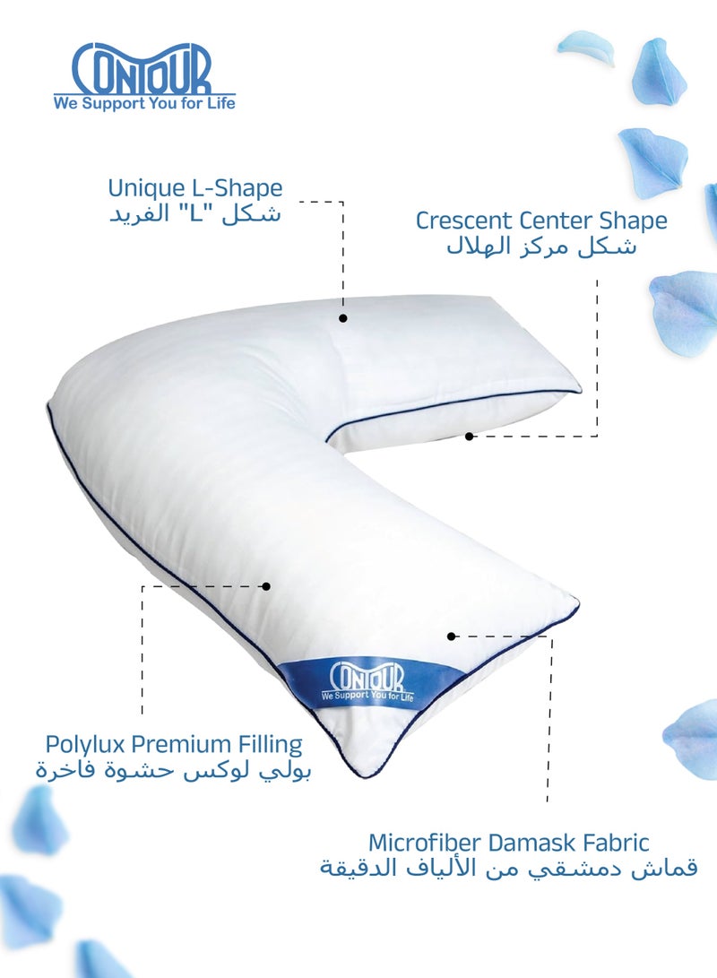 Contour L Shaped Pillow | 48 Inches Long | Side & Back Support | Neck, Shoulder & Spine Alignment | Multi-Use Pillow for Sleep Comfort | Hypoallergenic | 127 x 32 x 16 CM - Image 5