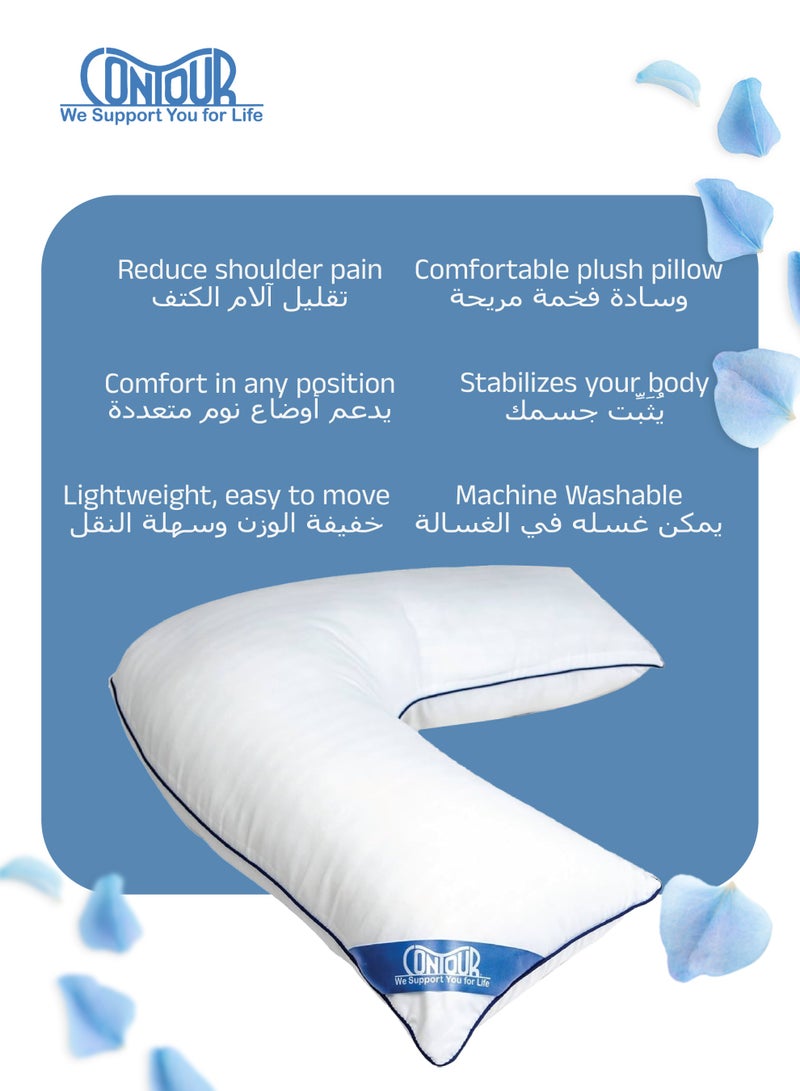 Contour L Shaped Pillow | 48 Inches Long | Side & Back Support | Neck, Shoulder & Spine Alignment | Multi-Use Pillow for Sleep Comfort | Hypoallergenic | 127 x 32 x 16 CM - Image 3