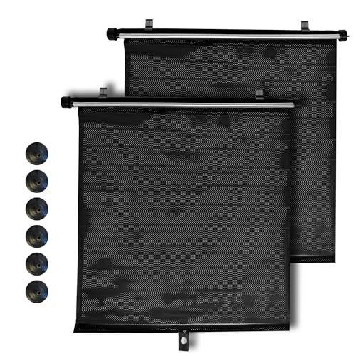 TopShade Car Window Roller Shade - Retractable Auto Side Window Sun Shade for Cars, Trucks, SUVs - UV Protection & Heat Blocker - Baby & Pet Safe - Easy Install (2 Pack, Medium, Black) - Image 1