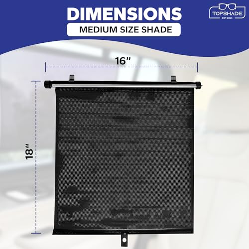 TopShade Car Window Roller Shade - Retractable Auto Side Window Sun Shade for Cars, Trucks, SUVs - UV Protection & Heat Blocker - Baby & Pet Safe - Easy Install (2 Pack, Medium, Black) - Image 2
