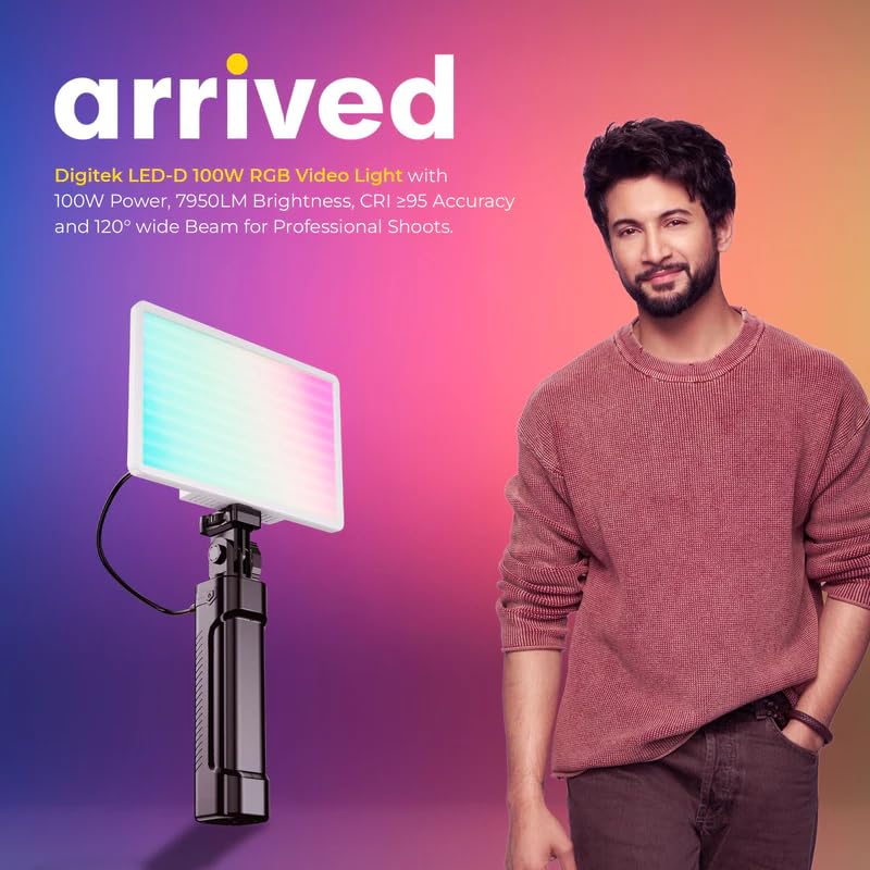 Digitek (LED-D100W RGB) Portable 100W RGB LED Video Light with Softbox & Power Bank, 24 Effects, 120° Wide Beam, 2500K–9900K Color Temp, 95+ CRI, 7950LM Output, Carry Bag Included, for Photography - Image 2