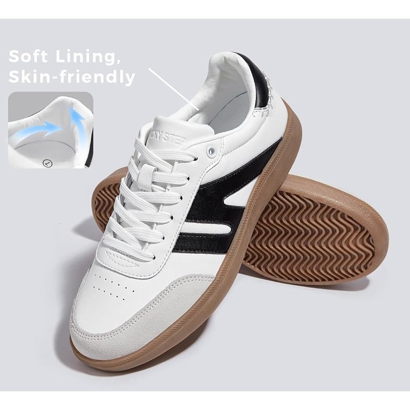 LUCKY STEP Women Classic Retro Gum Sole Fashion Sneakers Casual Tennis Skate Shoe Genuine Leather Walking Footwear Anti Slip Trainers - Image 4